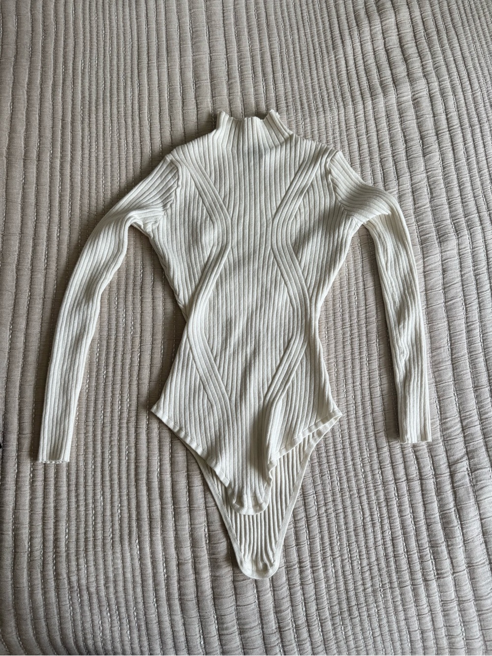 Ribbed Long-Sleeve Mock Neck Bodysuit